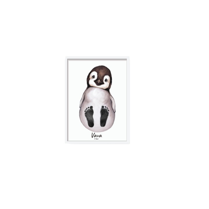 Персонализиран комплект за рисуване с животно за деца, 2 бр Пингвин, с отпечатък, 30x40 см