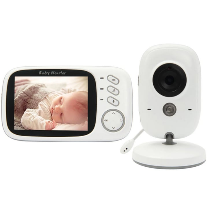Система за бебефон с аудио-видео наблюдение SOLTOY® VideoBaby, нощно виждане, чист изглед, наблюдение на температурата, аларма, функция Push to Talk