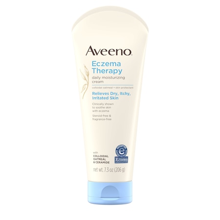 Crema pentru Fata si Maini, Aveeno, Therapy, pentru Calmarea Eczemelor si Mancarimilor, fara Parfum, 206gr