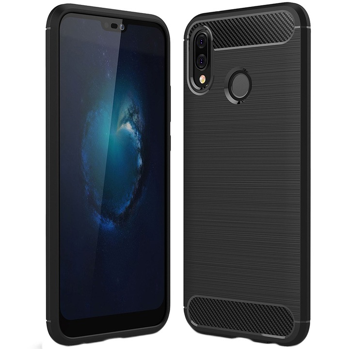 Кейс за Huawei P20 Lite, Techsuit Carbon Silicone, черен