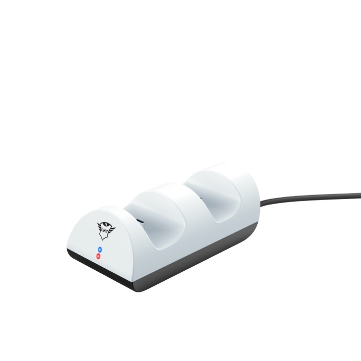 TRUST 24451 GXT 254 Duo kettős töltődokk PS5 controllerekhez, fehér