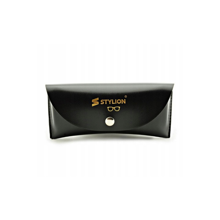 Toc pentru ochelari Stylion, Piele ecologica, 17 x 4 x 7 cm, Negru
