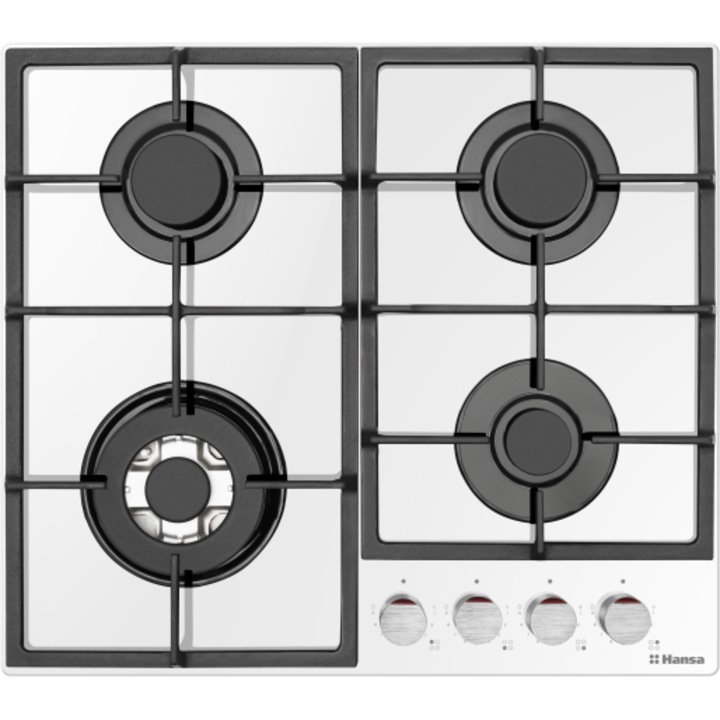 Котлон за вграждане HANSA BHKW631540, Газ, 4 котлона, Wok, Бял