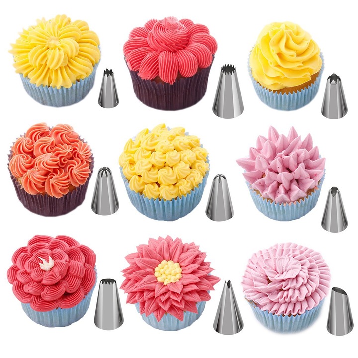 Set cofetarie/patiserie, 72 piese, duiuri pentru ornat si decorat prajituri, torturi, Onuvio™