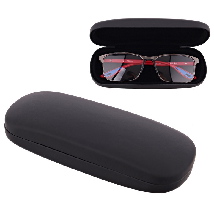 Toc Universal Rigid pentru Ochelari, Husa de Protectie Eleganta, Compatibil cu Ochelari de Soare si de Vedere, Interior Moale, Exterior Rezistent la Socuri, Dimensiuni Optime, Culoare Negru