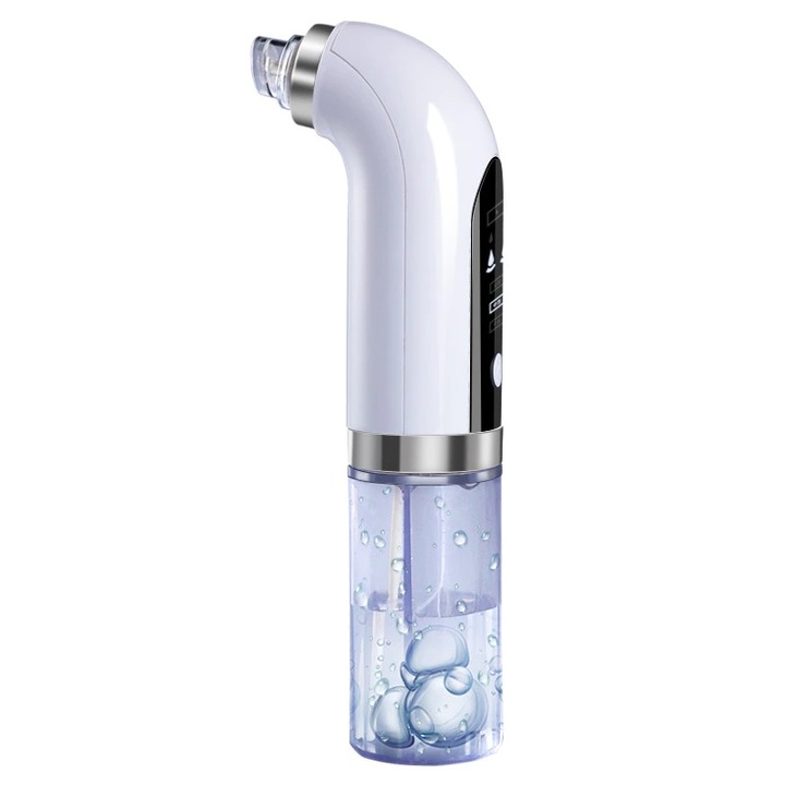 Aparat de Hidro Dermabraziune Neo™ Hidra Premium, pentru hidratare si curatare, indepartare puncte negre, incarcare USB, 3 moduri, 6 capete, Alb