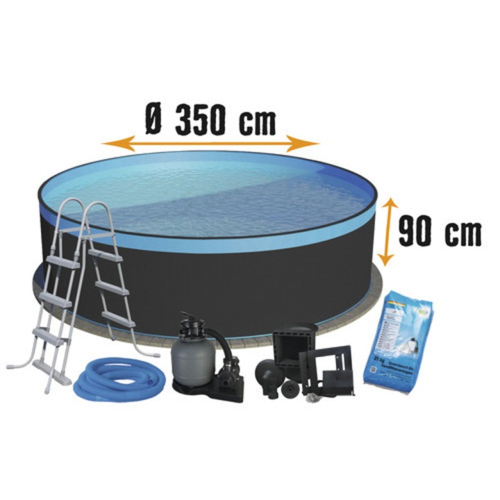 Piscina rotunda cu cadru metalic Ø 350 cm H 90 cm capacitate 7800 l