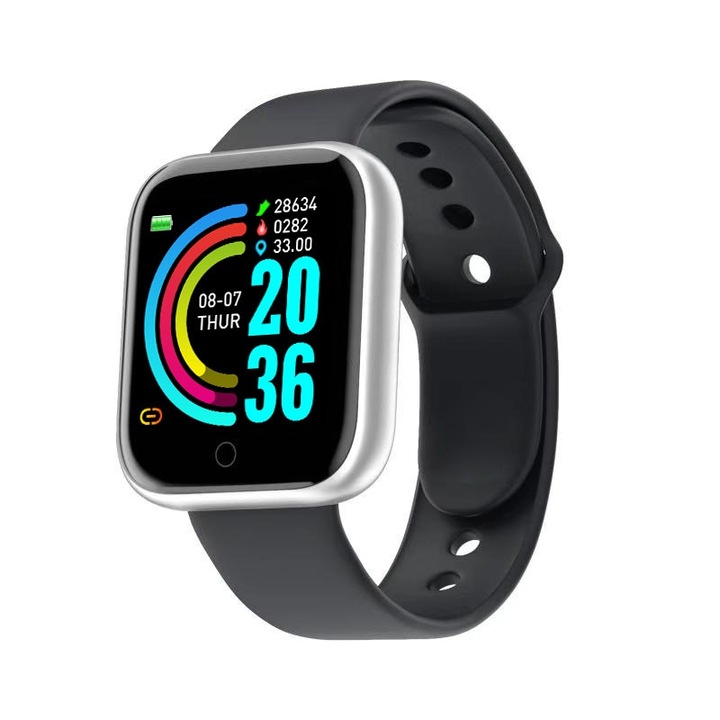 Смарт часовник, гума/силикон, 1.44'', съвместим с Android/iOS, черен