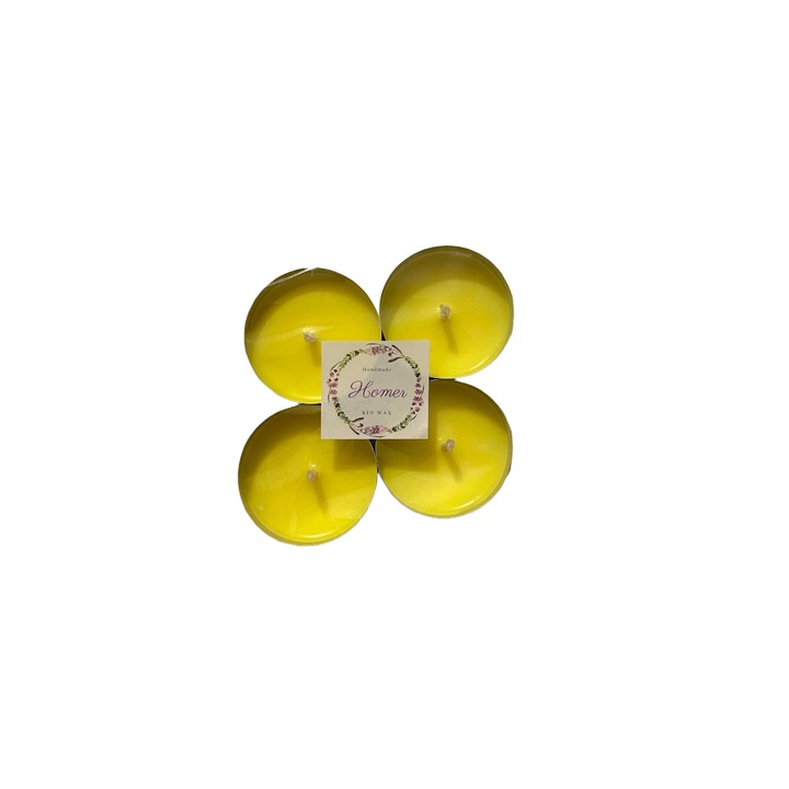 Комплект свещи против комари, тип хапче, от натурален соев восък, ръчна изработка, 4 бр., 76 гр., сребрист цвят на опаковката