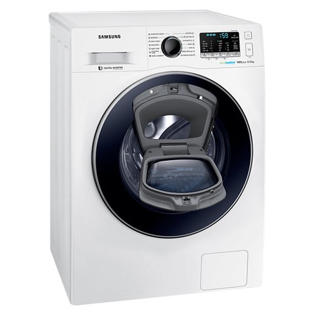 Masina de spalat rufe Slim Samsung Add-Wash WW80K5210VW/LE, 8 kg, 1200 RPM, Eco Bubble, Clasa A+++, 60 cm, Alb