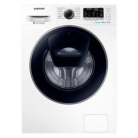 Masina de spalat rufe Slim Samsung Add-Wash WW80K5210VW/LE, 8 kg, 1200 RPM, Eco Bubble, Clasa A+++, 60 cm, Alb