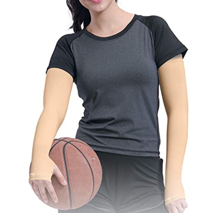 Set 2 Maneci pentru Protectie Brat si Mana, Supraelastice, Pentru Sportivi si Atleti, Crem Culoarea Pielii, Original Deals