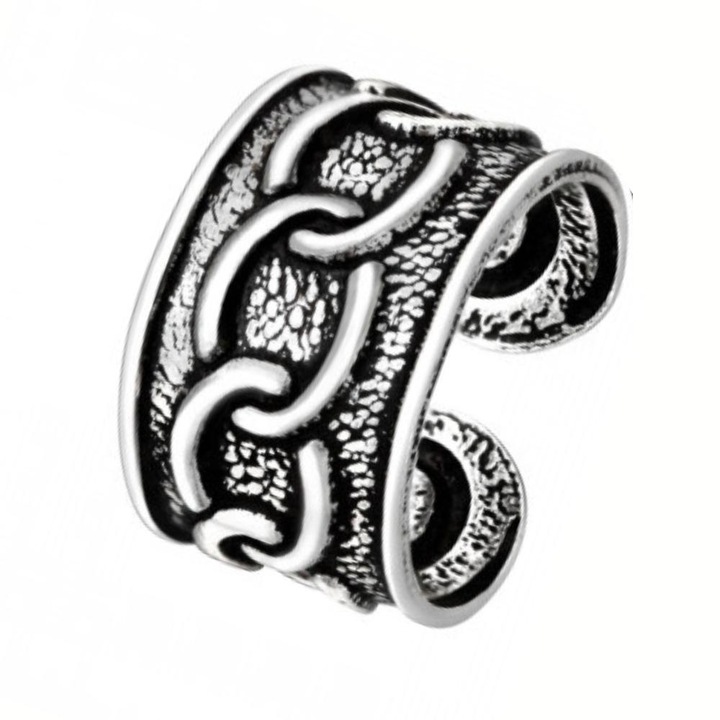 Cercel ear cuff Chain, model Lant, din argint 925 rodiat, model pentru ureche, cutie bijuterii, argintiu