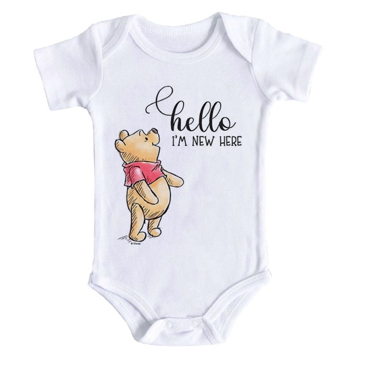 Body bebe personalizat - Winnie the Pooh, alb, 100% bumbac, 12-18 luni