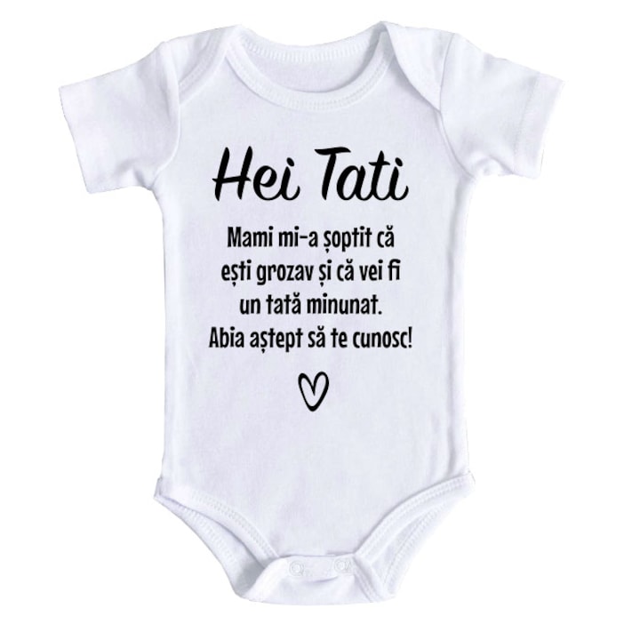 Body bebe personalizat cu mesaj pentru viitorul tatic, alb, 100% bumbac, 12-18 luni