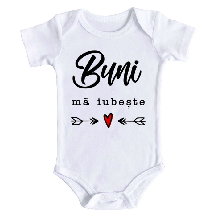 Body bebe personalizat - Buni ma iubeste, alb, 100% bumbac, 3-6 luni