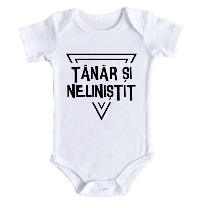 Body Bebe Personalizat - Tanar Si Nelinistit, Alb, 100% Bumbac, 0-3 ...