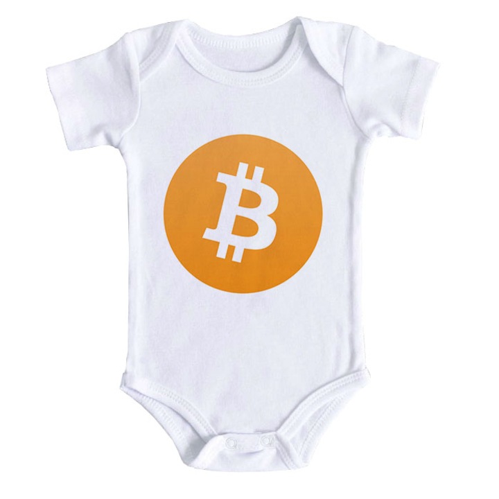 Body bebe personalizat - Bitcoin, alb, 100% bumbac, 3-6 luni