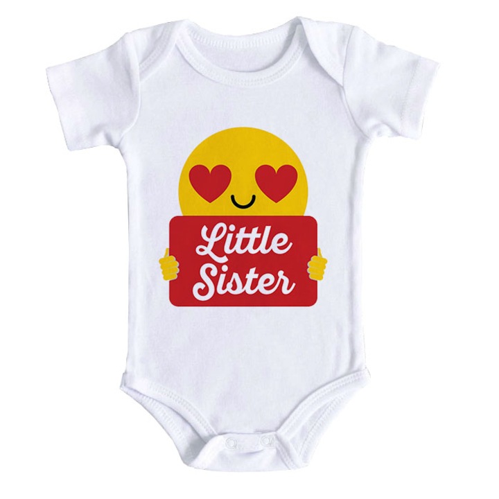 Body bebe personalizat - Little Sister, alb, 100% bumbac, 3-6 luni