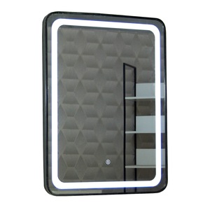 Oglinda baie cu iluminare LED Badenmob, intrerupator touch MD3, 60x80cm, rama neagra