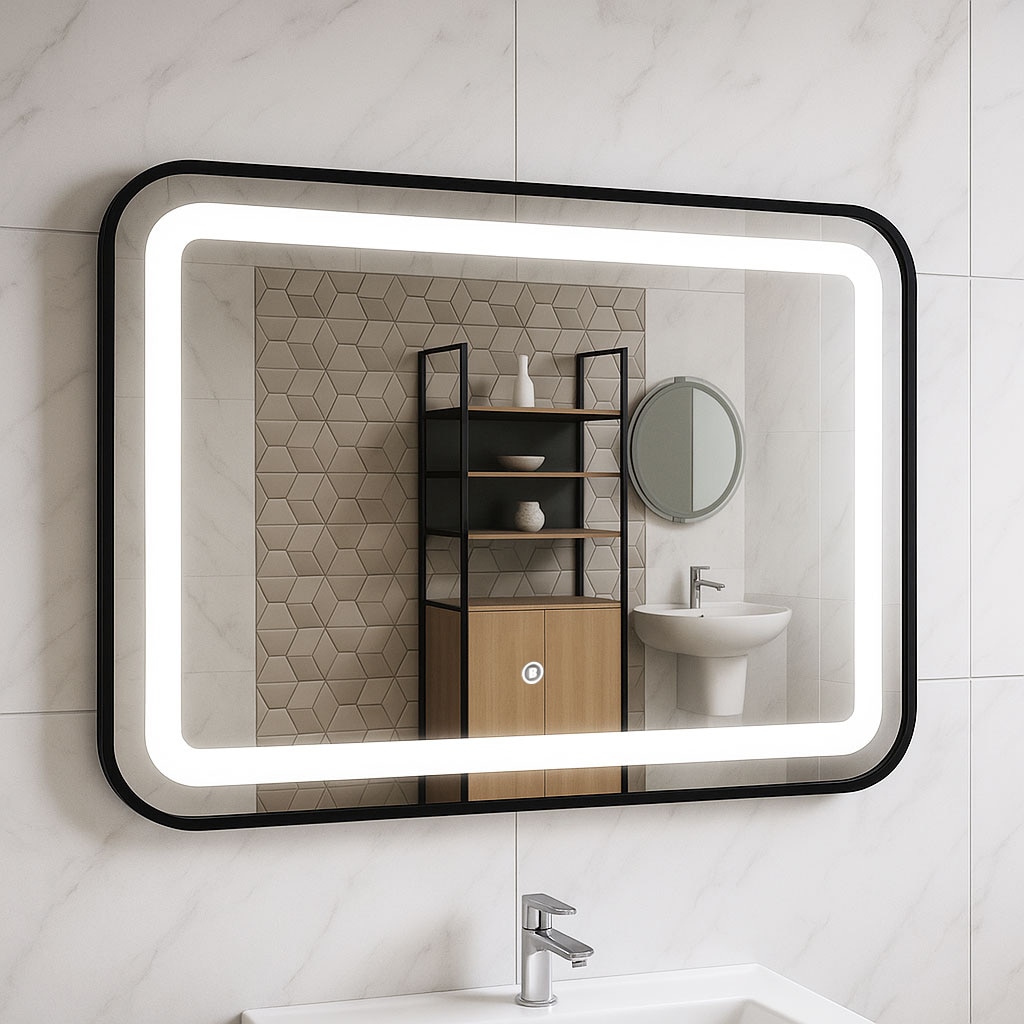Oglinda baie cu iluminare LED Badenmob 18347, intrerupator touch