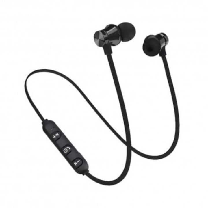 In-ear bluetooth vezeték nélküli sport fejhallgató beépített akkumulátorral, Bluetooth 4.1, fekete