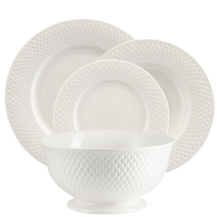 Serviciu cina pentru 6 persoane Eclat, Villa Italia, Ceramica, 20 piese, Alb