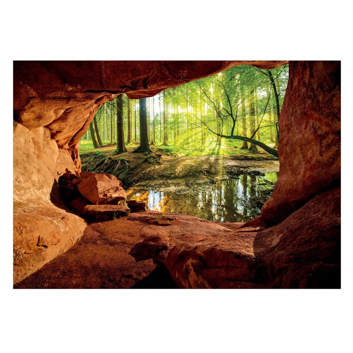 Fototapet 3D Peisaj Priveliste Padure 416x254 cm, Modern Vlies Tapet, Pentru Dormitor Camera De Zi Living