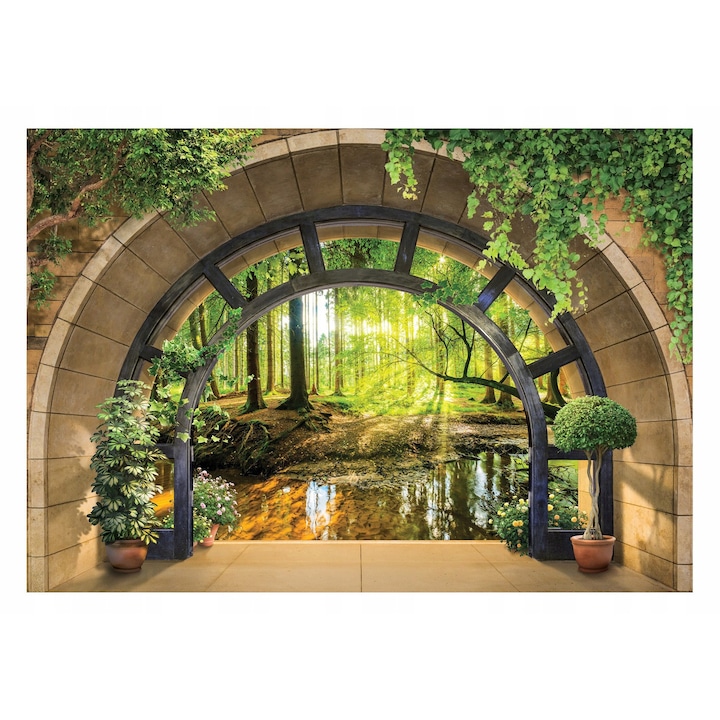 Fototapet 3D Padure Peisaj Priveliste Natura 254x184 cm, Modern Vlies Tapet, Pentru Dormitor Camera De Zi Living