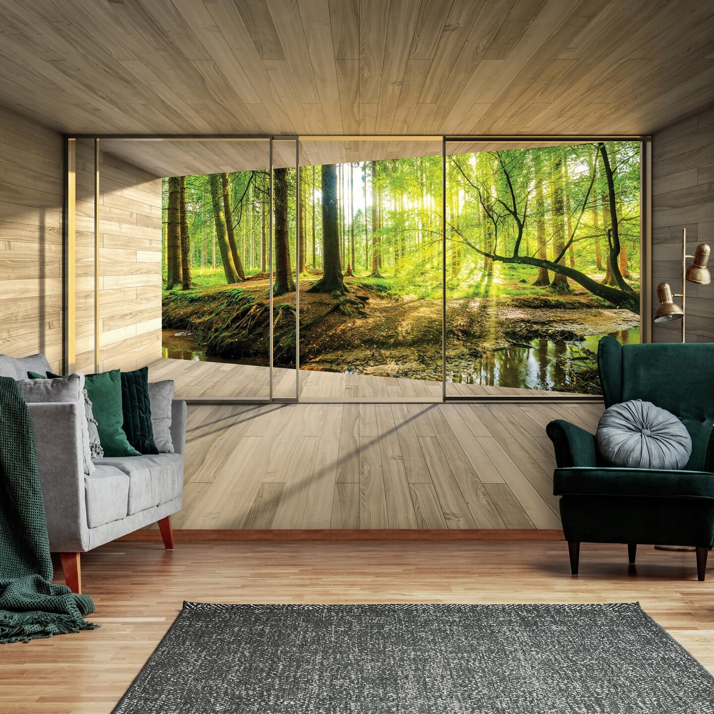 Fototapet 3D Padure Natura Peisaj Fereastra 416x254 Cm Modern Vlies Fototapet 3D Padure Natura Peisaj Fereastra 416x254 Cm Modern Vlies
