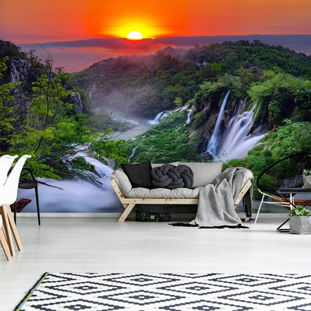 Fototapet 3D Cascada Padure Natura Peisaj 368x254 cm, Modern Vlies ...