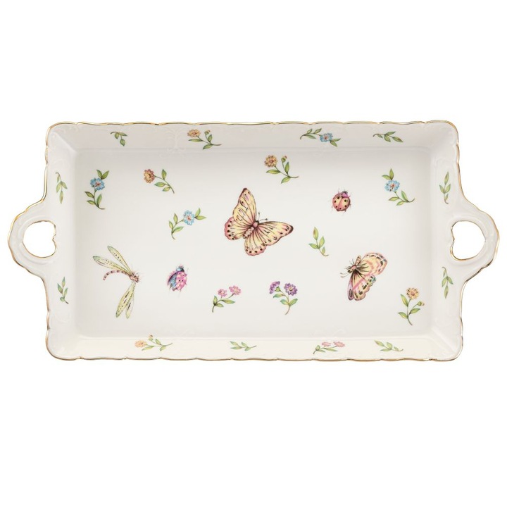 Tava servire Leda Ivory, Villa Italia, Portelan, 30x15 cm, Multicolor