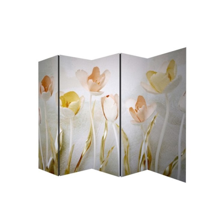 Сгъваем параван, Colors of Life, 5 панела, шарени лалета, 225 х 172 см., текстил, Двустранен печат