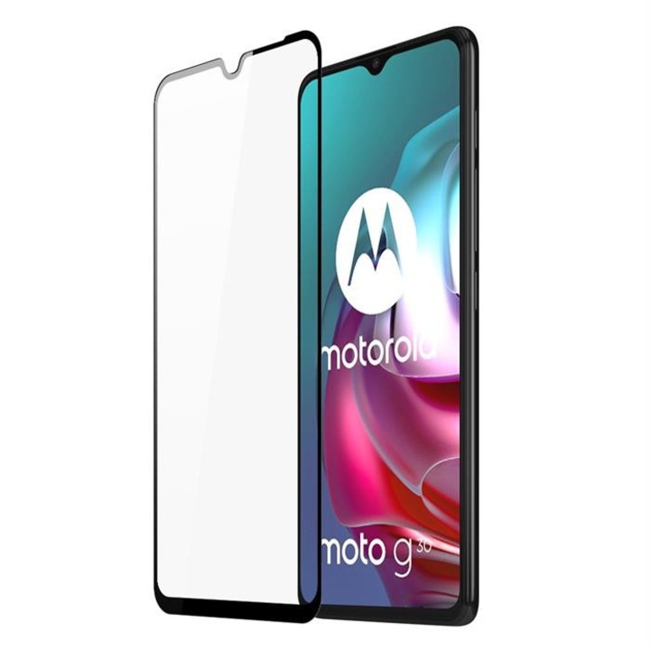 Dux Ducis 9D edzett üveg tempered glass Kemény képernyővédő fólia teljes képernyős kerettel Motorola Moto G30 / G10 Moto fekete (tok-barát) üvegfólia