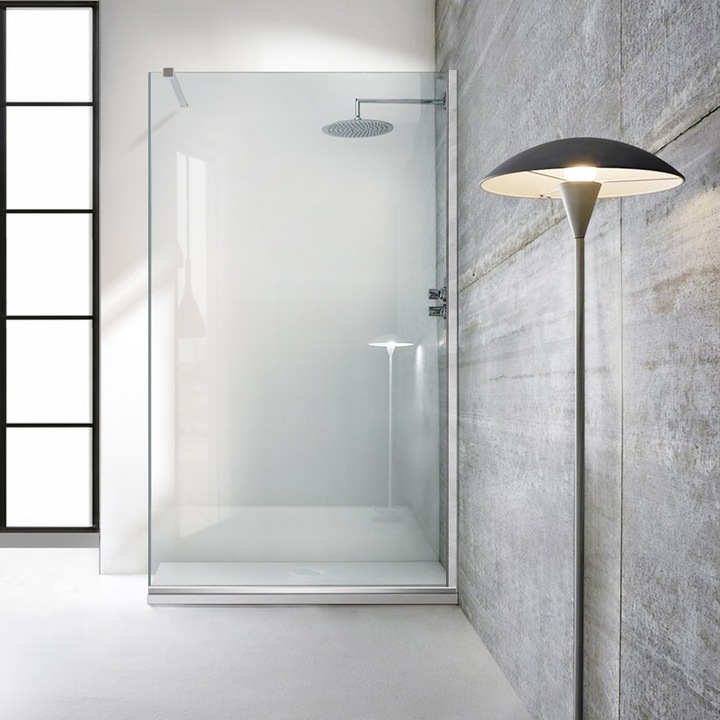 Paravan dus walk-in Aqua Roy ® Inox, feronerie full inox, sticla 8mm clara, securizata, 120x195 cm