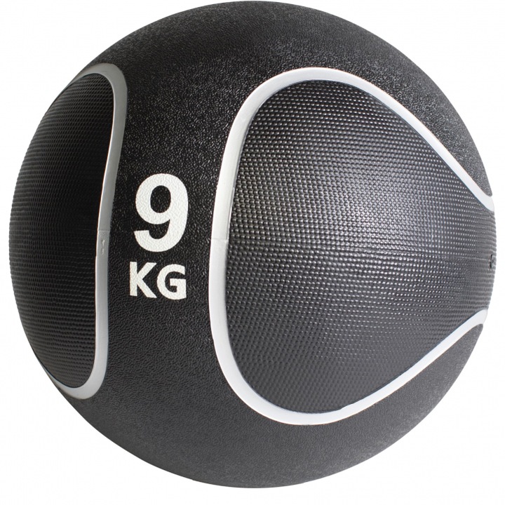 Minge medicinala, Gorilla Sports, Negru/Argintiu, 9KG