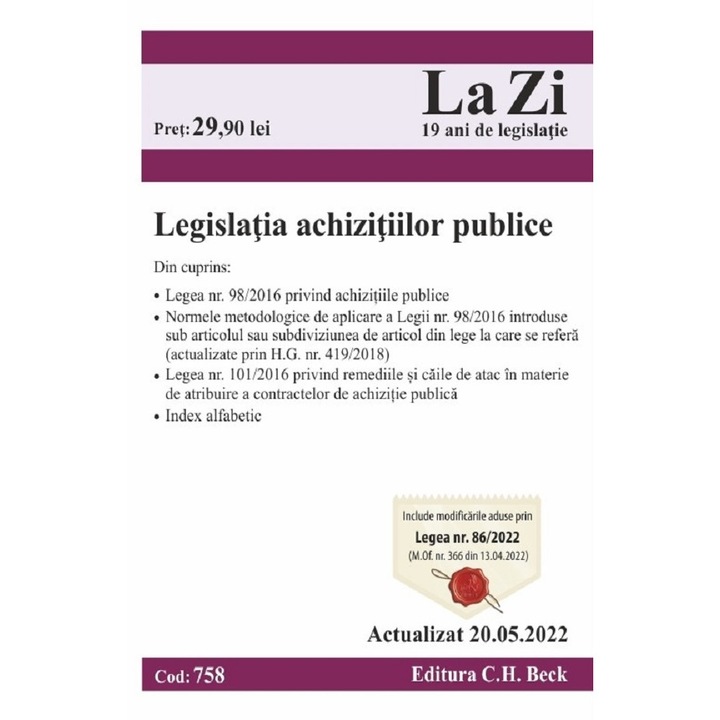 Legislatia Achizitiilor Publice. Act. La 20.05.2022