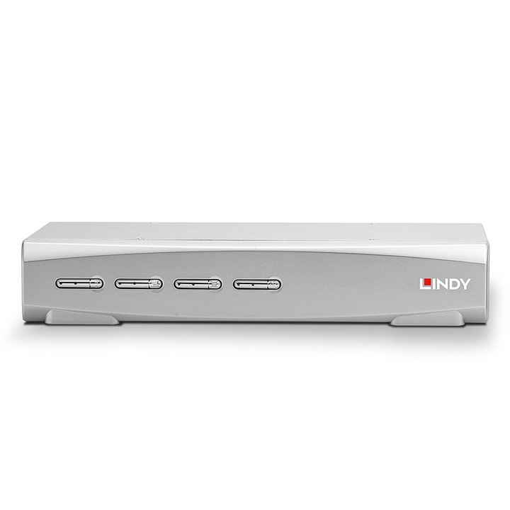 KVM Switch Lindy 4 portos HDMI 4K60, USB 2.0 és audio