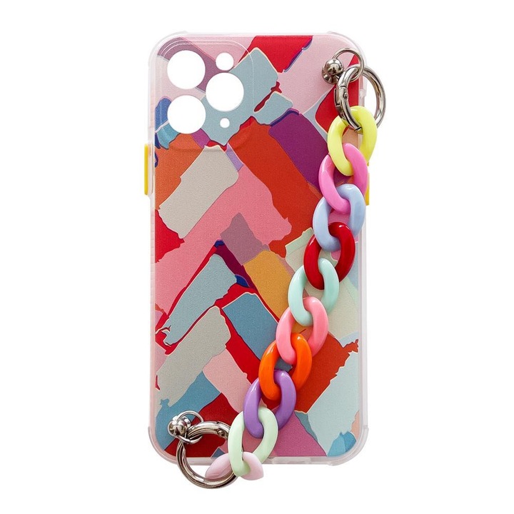 Husa Color Chain flexibila 12248 din gel cu pandantiv din lant compatibila cu Samsung Galaxy A32 4G, Multicolor
