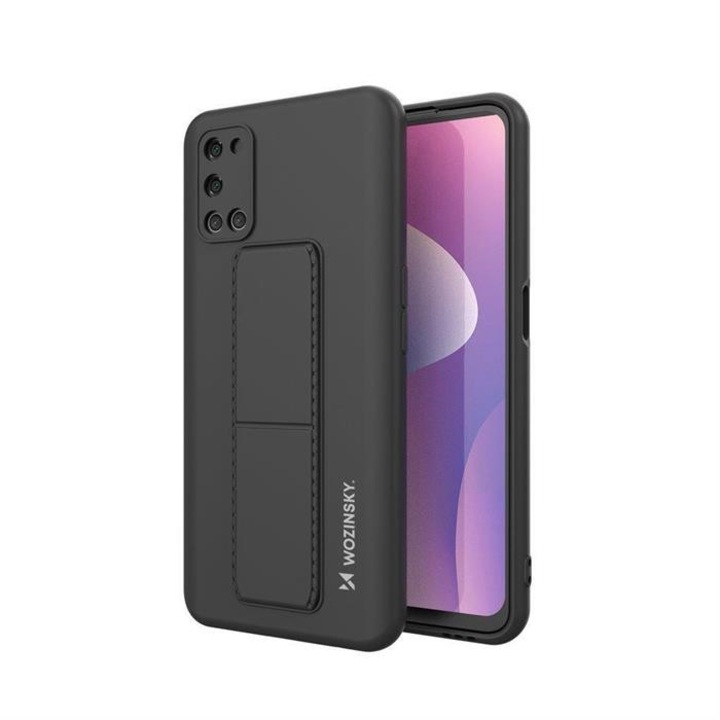 Wozinsky kitámasztható tok Flexible Silicone telefontok egy stand OPPO A92 / A72 / A52 BLACK