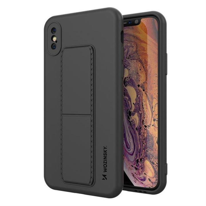 Wozinsky kitámasztható tok Flexible Silicone telefontok XS / iPhone X Black