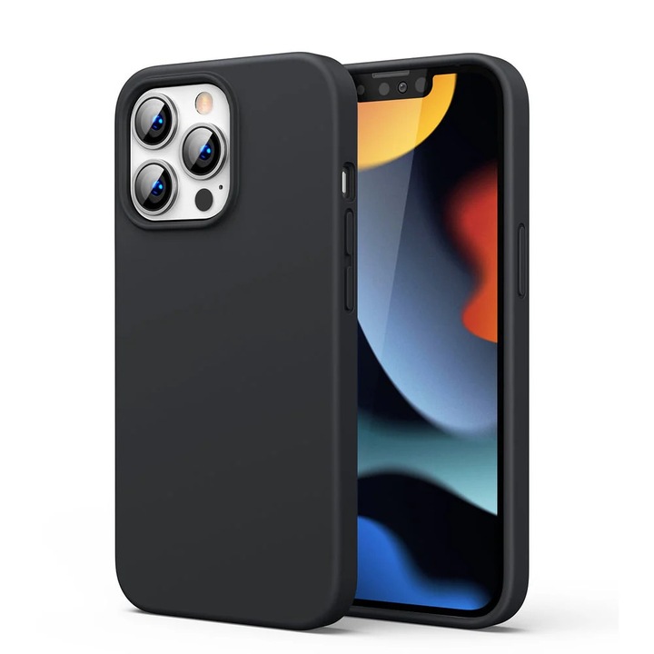 Husa Spate Ugreen Silicon Soft Silk Compatibila Cu iPhone 13 Pro, Microfibra La Interior, Negru