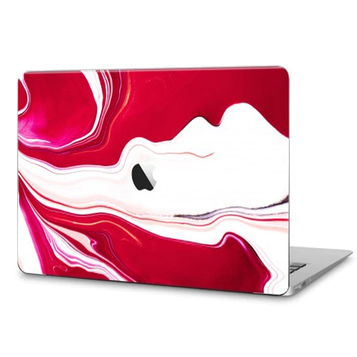 Кожа за лаптоп за Apple MacBook Pro 16 2021 A2485, защита с нова технология, интелигентен дизайн, пълно лепило, лесен монтаж, мрамор, червен
