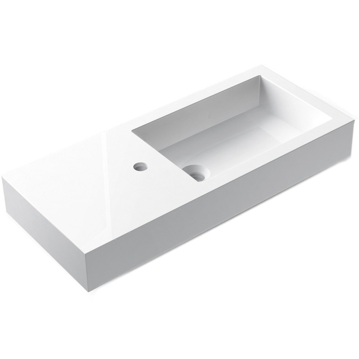 Lavoar Lola, compozit mineral, montaj suspendat sau pe blat, gaura de baterie pe stanga, 82x35 cm