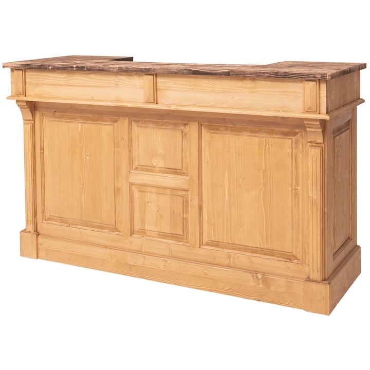 Bar 180x107x65 cm, vopsit, culoare maro deschis, top maro inchis, 100% lemn masiv