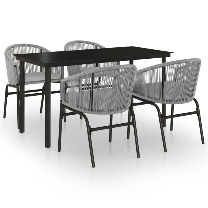 Set mobilier de gradina vidaXL, 5 piese, gri, 29.36 kg 3099235
