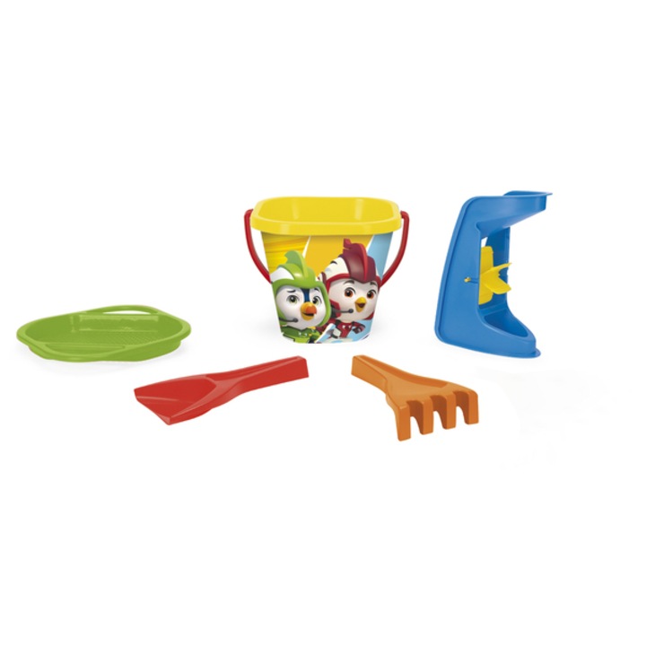 Комплект пясъчни играчки Wader, С кофа, 5 части, Многоцветни