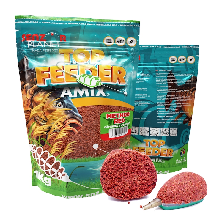 Nada pentru crap TOP FEEDER AMIX, Senzor Planet, Method Red, 1 kg