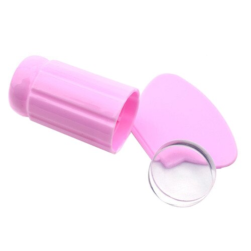 Set stampila si racleta unghii Moonbasa Nails, 04, Silicon, Roz/Transparent