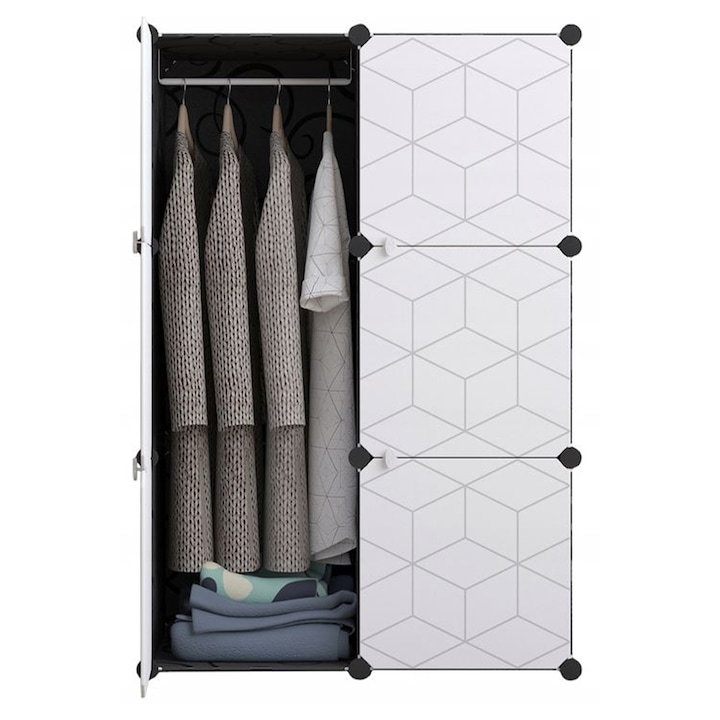 Dulap pentru haine, Negru/Alb, 75 x 37 x 110 cm